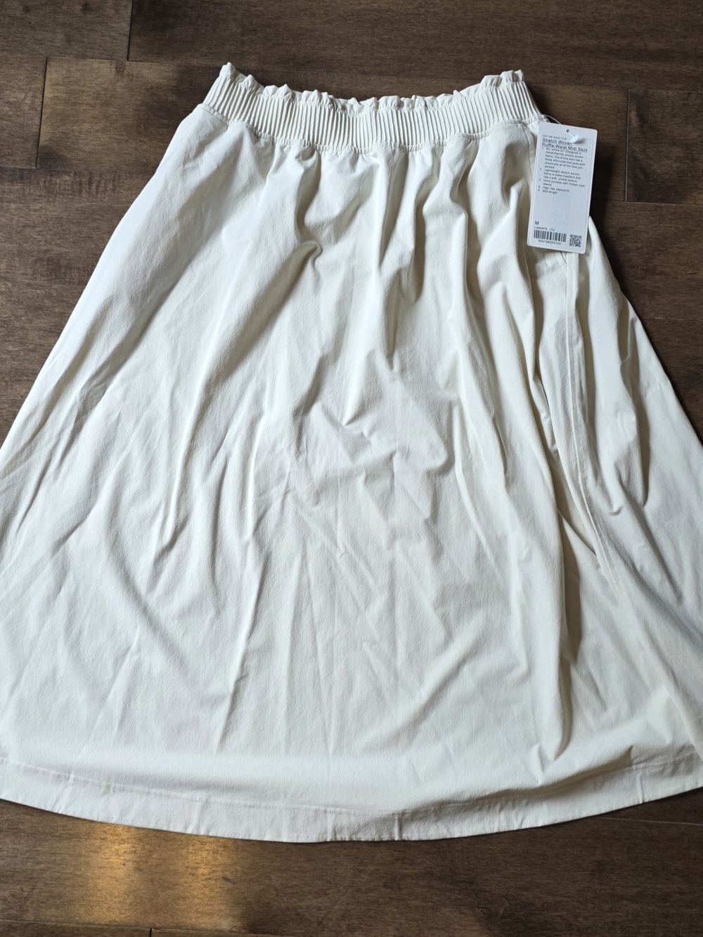 Stretch Woven Ruffle-Waist Midi Skirt
